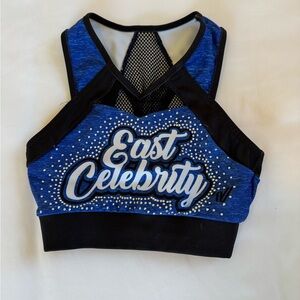 East Celebrity Elite Blue Rhinestone Cheer Top by Varsity Spirit- Adult XS